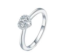 Homxi Anello in Oro Bianco 9 K Eternity Donna, Cuore e Rotondo con Diamante da 0,3ct, Anello Fedine Anniversario Donna Argento, Taglia 12(52mm)