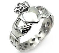 Homxi Anello Punk Uomo,Anelli Corona del Cuore di Claddagh Anelli in Acciaio Inossidabile Uomo Argento Anello da Uomo Misura 12(52mm)