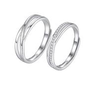 Homxi Anello Regolabile Donna Argento 925 con Incisione,Anelli Uomo Regolabili Lui e Lei Coppia Anelli Infinito Rotondo con Zirconia Cubica Anello Fidanzamento Donna