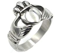 Homxi Anello Uomo Gotico,Anelli Claddagh Corona con Cuore Anello in Acciaio Inossidabile Uomo Argento Anello da Uomo Misura 22(62mm)