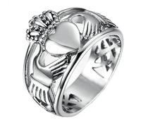 Homxi Anello Uomo Gotico Punk,Anelli Claddagh Corona con Cuore Anelli in Acciaio Inossidabile Uomo Argento Anelli Misura 30(70mm)