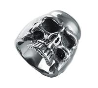 Homxi Anello Uomo Gotico Punk,Anelli Teschio Gotico 30mm Anello Acciaio Inossidabile Uomo Argento Anelli Uomo Misura 25(65mm)