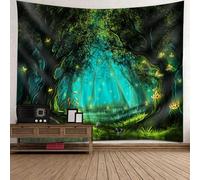Homxi Arazzi da Parete Grandi Astratti 260 W x 240 H CM, Alberi Psichedelici, Arazzo Copriletto Singolo Poliestere, Verde