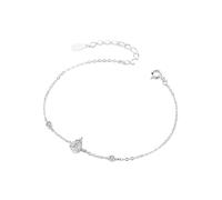 Homxi Bracciale Catena Platino 950 per Donna, Catena con Goccia d'Acqua e Rotondo e Diamante, Regolabile 19 CM + 3 CM, Bracciali Argento Donna