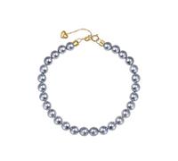 Homxi Bracciale Donna in Oro 375, Perle da 5,5-6 MM, Regolabile 17 CM + 5 CM, Bracciale Catena Donna Grigio