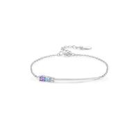 Homxi Bracciale Donna in Oro Bianco 585, Rotondo con Ametista Topazio e Moissanite, Regolabile 17 CM + 5 CM, Bracciale Donna Argento Viola Blu
