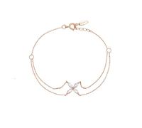 Homxi Bracciale Donna Oro Rosa 9K, Catena Doppio Strato con Diamante, Regolabile 19 CM + 3 CM, Bracciali Oro Rosa Donna