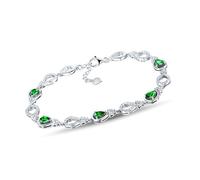 Homxi Bracciale Oro Bianco 18 Carati Donna, Goccia d'Acqua con Tsavorite da 1,35 ct e Diamante, Regolabile 18 CM + 5 CM, Bracciale Catena Verde Argento Donna
