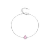 Homxi Bracciale Oro Bianco 9 K Donna, Goccia d'acqua con Diamante Sintetico, Regolabile 19 CM + 3 CM, Bracciale Donna Rosa Argento