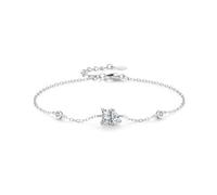 Homxi Bracciale Oro Bianco Donna 18Kt, Goccia d'Acqua e Rettangolo con Diamante Creato da 0,4 ct, Regolabile 19 CM + 3 CM, Bracciali da Donna Argento