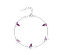 Homxi Bracciale Platino 950 Donna, Farfalla con Ametista, Regolabile 20 CM + 3 CM, Bracciali Donna Argento Viola