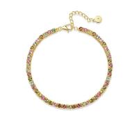 Homxi Bracciale Tennis Oro 14K Donna, Rotondo con Tormalina Multicolore da 3,3 ct, Regolabile 18 CM + 5 CM, Bracciali Donna Oro Colorato