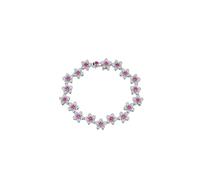 Homxi Braccialetti Tennis Donna Oro Bianco 14 K, Fiore con Rubino Creato da 1,79 ct e Moissanite, Lunghezza 16 CM, Bracciali Catena Rosa Argento Donna