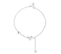 Homxi Braccialetto da Caviglia Argento Donna, Braccialetto Caviglia Donna Estiva Rame Farfalla con Zirconia Cubica - 18.5cm + 7.5cm Catena di Prolunga