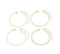 Homxi Braccialetto da Caviglia Donna Oro, Braccialetto Caviglia Donna Estive Rame Set di Catene Multistrato - 20cm + 7cm Catena di Prolunga