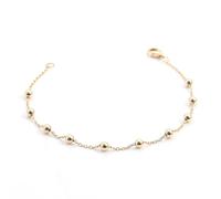 Homxi Bracciali Catena Donna Oro Giallo 9Kt, Catena con Perline, Lunghezza 19 CM, Braccialetti Donna Oro