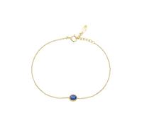 Homxi Bracciali Catena Oro 18 Kt per Donna, Ovale con Zaffiro, Regolabile 17 CM + 5 CM, Braccialetti Catena Donna Oro Blu