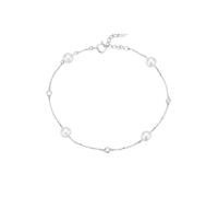 Homxi Bracciali Catena Oro Bianco 14K per Donna, Perle 5.5-6 MM e Diamante, Regolabile 19 CM + 3 CM, Braccialetti Donna Argento