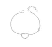 Homxi Bracciali Catena Oro Bianco Donna 14 Kt 585, Catena con Cuore Cavo e Moissanite, Regolabile 16 CM + 5 CM, Braccialetti Donna Argento