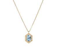 Homxi Catena Collana in Oro Giallo 18K 750 Donna, Geometrico e Ovale con Topazio e Moissanite, Donna Catenina Collana Azzurro Oro