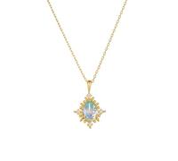 Homxi Catena Collana Oro Giallo 9K 375 Donna, 6x8MM Goccia d'acqua con Topazio e Moissanite, Donna Collana Catena Azzurro Oro
