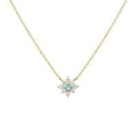 Homxi Catena Collana Oro Giallo 9K Donna, Fiore con Topazio e Moissanite, Donna Ciondoli Collane Azzurro Oro