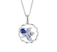 Homxi Catene Collana Oro Bianco 18K 750,Donna Collane Catena Fiore con 0,55 ct Zaffiro e Diamante Collana Argento Donna Pendente