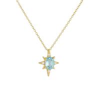 Homxi Catene Collana Oro Giallo 14K 585 Donna, Ovale con Topazio e Moissanite, Catena Collana Azzurro Oro Donna
