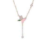 Homxi Catenella Collana Oro Rosa 18K Donna, Farfalla con Moissanite e Smeraldo Sintetico, Donna Ciondolo Collana Oro Rosa