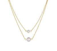 Homxi Catenella per Collana Oro 14K Donna, Doppio Strato e Perlas, Donna Catena Collana Oro