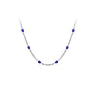 Homxi Catenella per Collana Oro Bianco 18K,Collane Donna Ovale con 5,181 ct Zaffiro e Diamante Collana Donna in Blu Argento