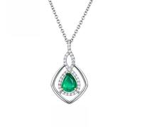 Homxi Catenina Collana in Oro Bianco 18 Carati Donna,Collane Infinito e Pera con 1,16 ct Smeraldo e 0,27 ct Diamante Collana Catena Donna Verde Argento