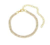 Homxi Cavigliera Braccialetto Oro Donna, Cavigliera Rame Donna da Spiaggia Semplice con Zirconia Cubica - 20.7cm + 10cm Catena di Prolunga