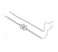 Homxi Cavigliera Donna Argento, Braccialetto Caviglia Donna da Spiaggia Rame Set da 2 Pezzi con Zirconia Cubica - 20.7cm + 10cm Catena di Prolunga