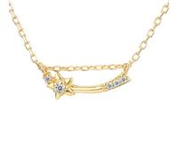 Homxi Ciondolo Collana Oro Bianco 9K 375 Donna,Collane Catena Stella con Moissanite Donna Collana con Pendente Argento