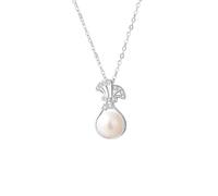 Homxi Collana Ciondolo Donna Oro Bianco 18K 750, Goccia d'acqua e Perla con Moissanite, Ciondolo Collana Argento Donna