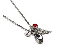 Homxi Collana Cremazione Infinito Ala con Pietra Portafortuna di Gennaio e Lettera V Collana Uomo Acciaio Inossidabile Catena Argento Donna