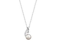 Homxi Collana da Donna Oro Bianco 14K, Simple Perla con Moissanite, Collane di Argento Donna