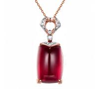 Homxi Collana Donna Oro Rosa 18K 750 con Pendente,Collana Cuore e Rettangolo con Tormalina 9,3 ct Collane Rosso Donna