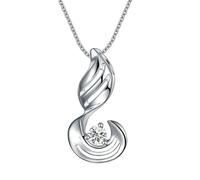 Homxi Collana Donna Platino 950, Ala e Rotondo con Diamante, Collana con Pendente Argento Donna