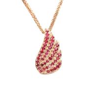 Homxi Collana Oro 18 Carati Donna,Collane Ala con Rubino Sintetico e Moissanite Donna Collana Ciondolo Oro