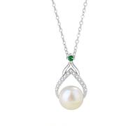 Homxi Collana Oro Bianco 14K con Ciondoli Donna, Goccia d'acqua e Perla con Moissanite, Collana Argento Catena Donna