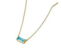 Homxi Collane Donna Oro 9K 375, Rettangolo con Aquamarine, Catena Collana Donna Azzurro Oro