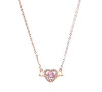 Homxi Collane Donna Oro Rosa 18 Carati, Ala e Cuore con Zaffiro Rosa Sintetico e Moissanite, Donna Catenella Collana Oro Rosa