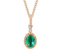 Homxi Collane Oro Rosa 18 Carati Donna,Catene Collana Ovale con 0,76 ct Smeraldo e 0,015 ct Diamante Donna Collana Catena Oro Rosa Verde