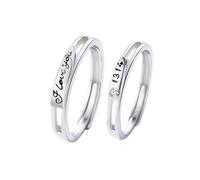 Homxi Coppia Anelli Regolabili Incisione Argento Uomo Donna 925 Fedina, Lettere con Zirconia Cubica, Anelli Uomo Fede Argento