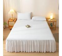 Homxi Copriletto con Volant Singolo e 2 Federe(200 x 220 cm),Lenzuolo Coprimaterasso Matrimoniale Tinta Unita Lenzuolo Letto Singolo Completo Bianco