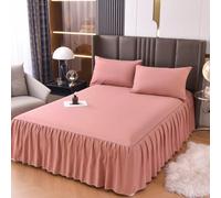 Homxi Copriletto Matrimoniale Estivo con Volant(180 x 200 cm),Completo Lenzuola Singolo Tinta Unita Lenzuola per Albergo Dark Rose