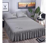 Homxi Copriletto Singolo con Volant Balze Singolo e 2 Federe(180 x 200 cm),Completo Lenzuola Matrimoniali Estive Tinta Unita Lenzuolo Sopra Matrimoniale Argento Grigio