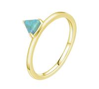 Homxi Donna Anelli Fedina d'Oro 9 K, 4x4,4 mm Triangolo con Opale, Donna Anello Fedina in Oro Giallo Misura 12(52mm)